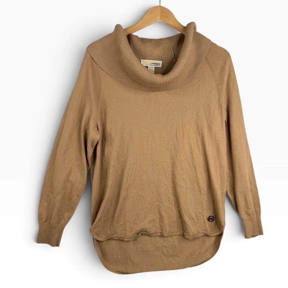 Michael Kors Womens Slouchy Cowl Neck Camel Brown Sweater Size Medium